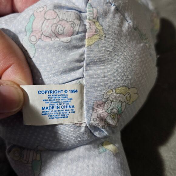 Well Made 1994 Bear Plush Pastel Sleeping Cap Teardrop Eyes Blue Green Yellow - Picture 6 of 6